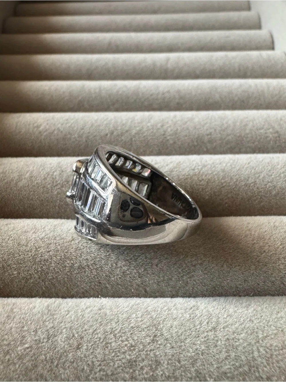 PAJ 925 Sterling Silver Radiant Cut CZ Baguette Statement Ring Size 8